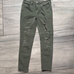 American Eagle Outfitters Olive Skinny JeansHigh Rise Jeggins Size 10